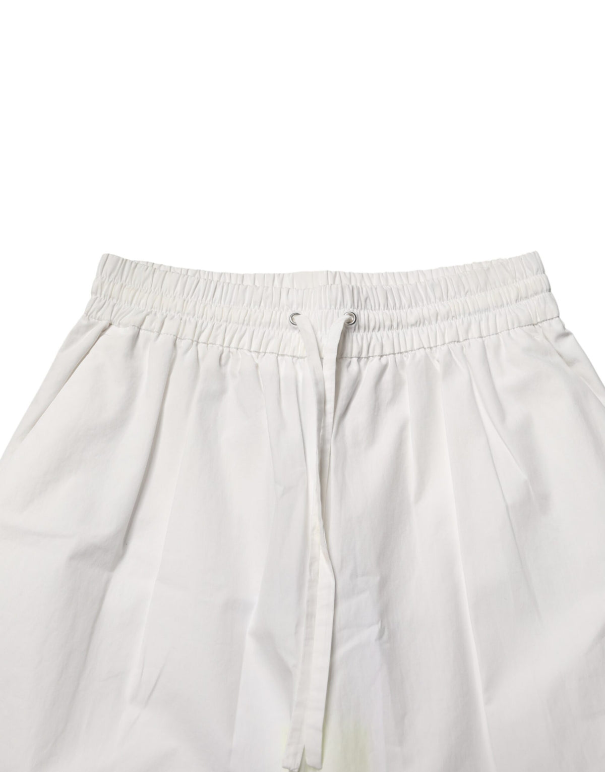 MSGM White Cotton High Waist Wide Leg Bermuda Shorts
