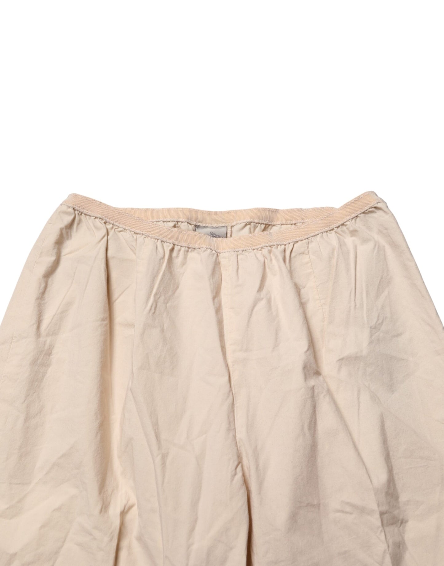 QL2 Beige Cotton High Waist Straight Chino Trouser Pants