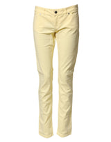 PINKO Yellow Cotton Low Waist Slim Fit Skinny Denim Jeans