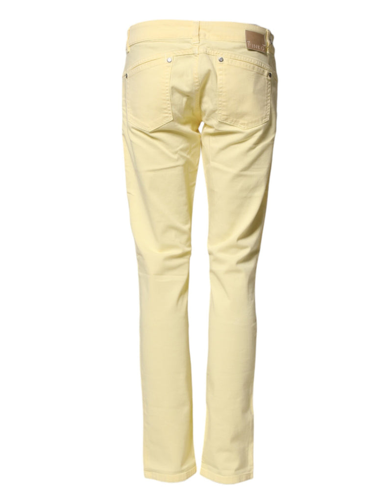 PINKO Yellow Cotton Low Waist Slim Fit Skinny Denim Jeans