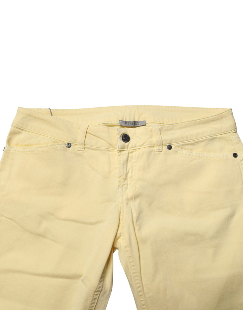 PINKO Yellow Cotton Low Waist Slim Fit Skinny Denim Jeans