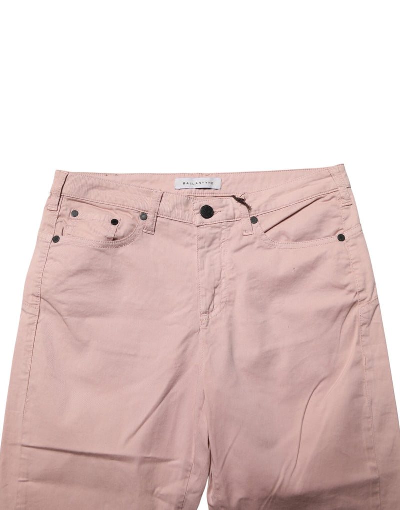 Ballantyne Light Pink Cotton Mid Waist Skinny Fit Denim Jeans