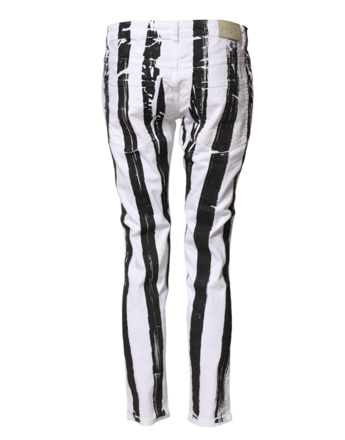 Gaelle Paris Black White Stripes Mid Waist Cropped Jeans