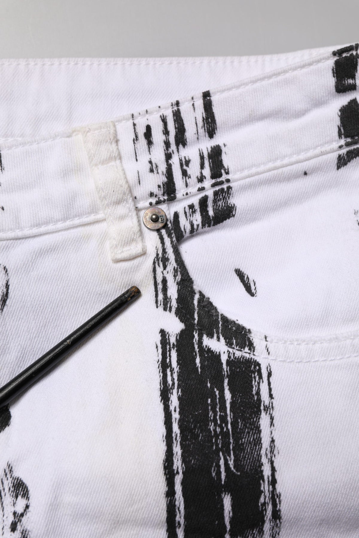 Gaelle Paris Black White Stripes Mid Waist Cropped Jeans