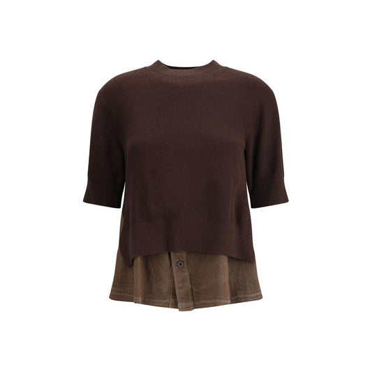 Sweat-shirt en coton bleu Sacai