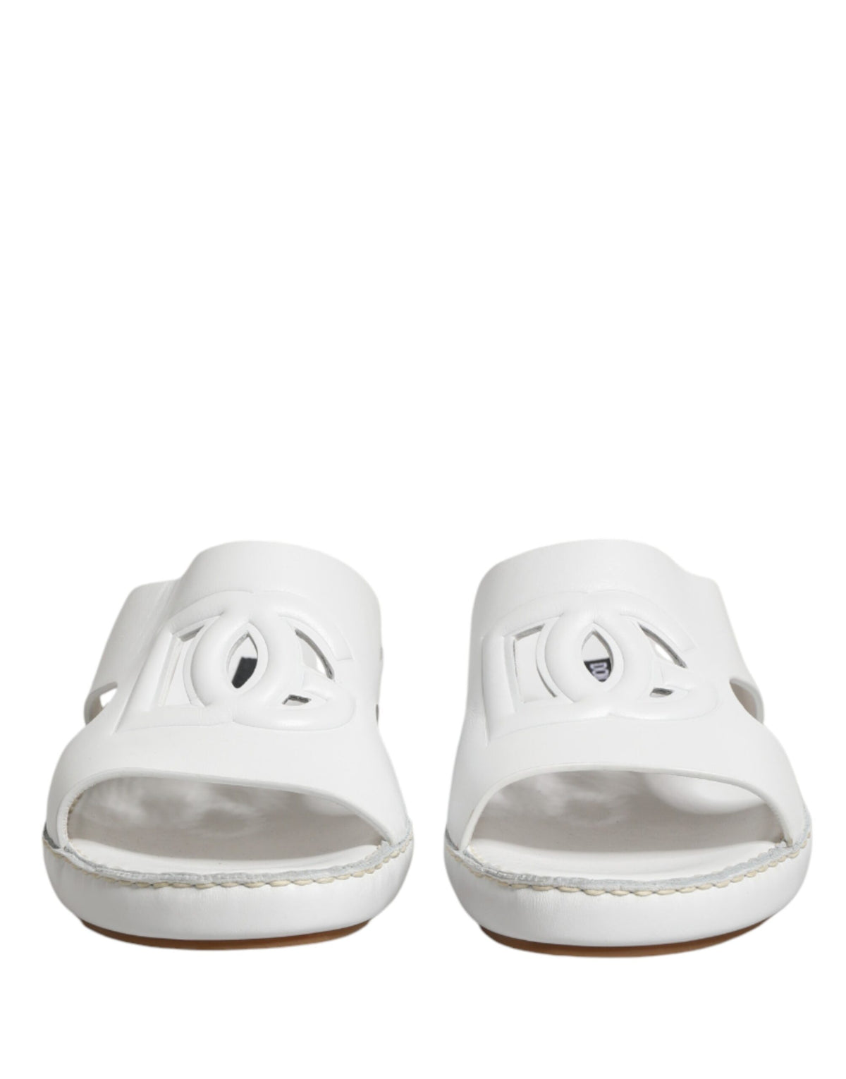 Dolce & Gabbana White DG Cutout Slides - Luxury Comfort