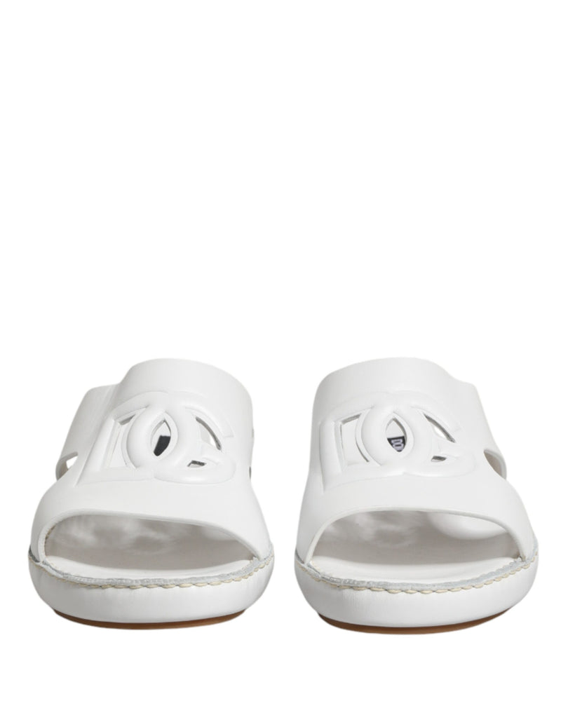 Dolce & Gabbana White DG Cutout Slides for Men