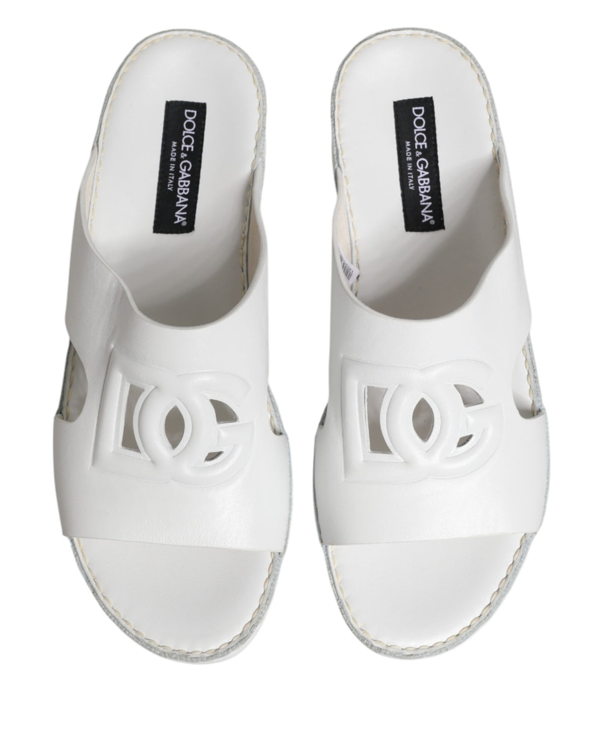 Dolce & Gabbana White DG Cutout Slides - Luxury Comfort