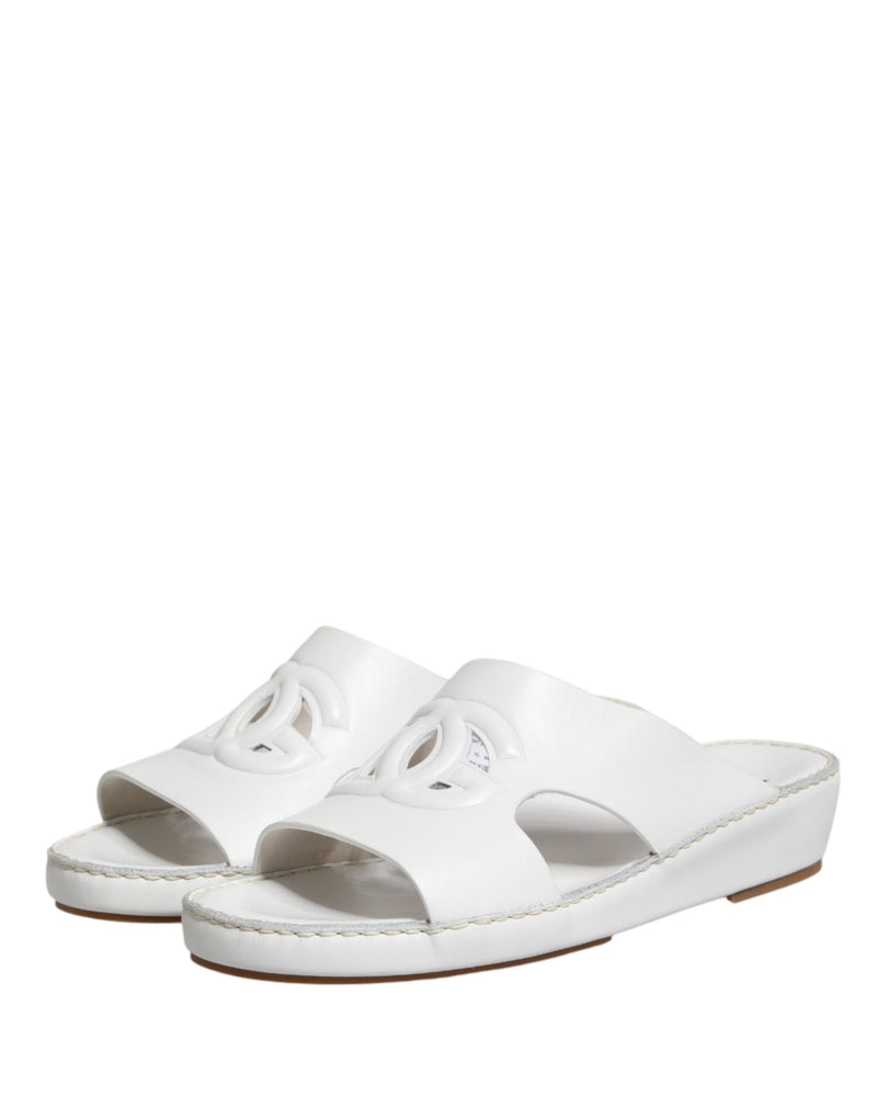 Dolce & Gabbana White DG Cutout Slides for Men