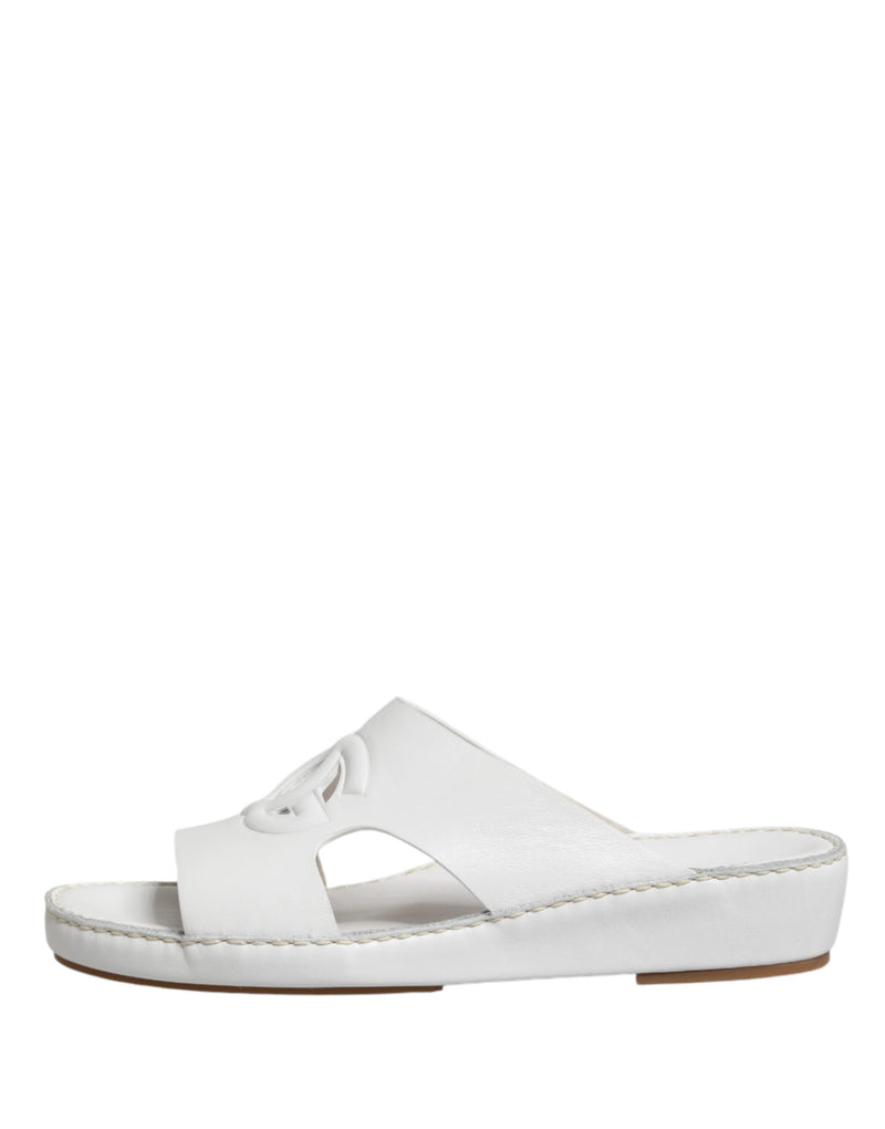 Dolce & Gabbana White DG Cutout Slides for Men