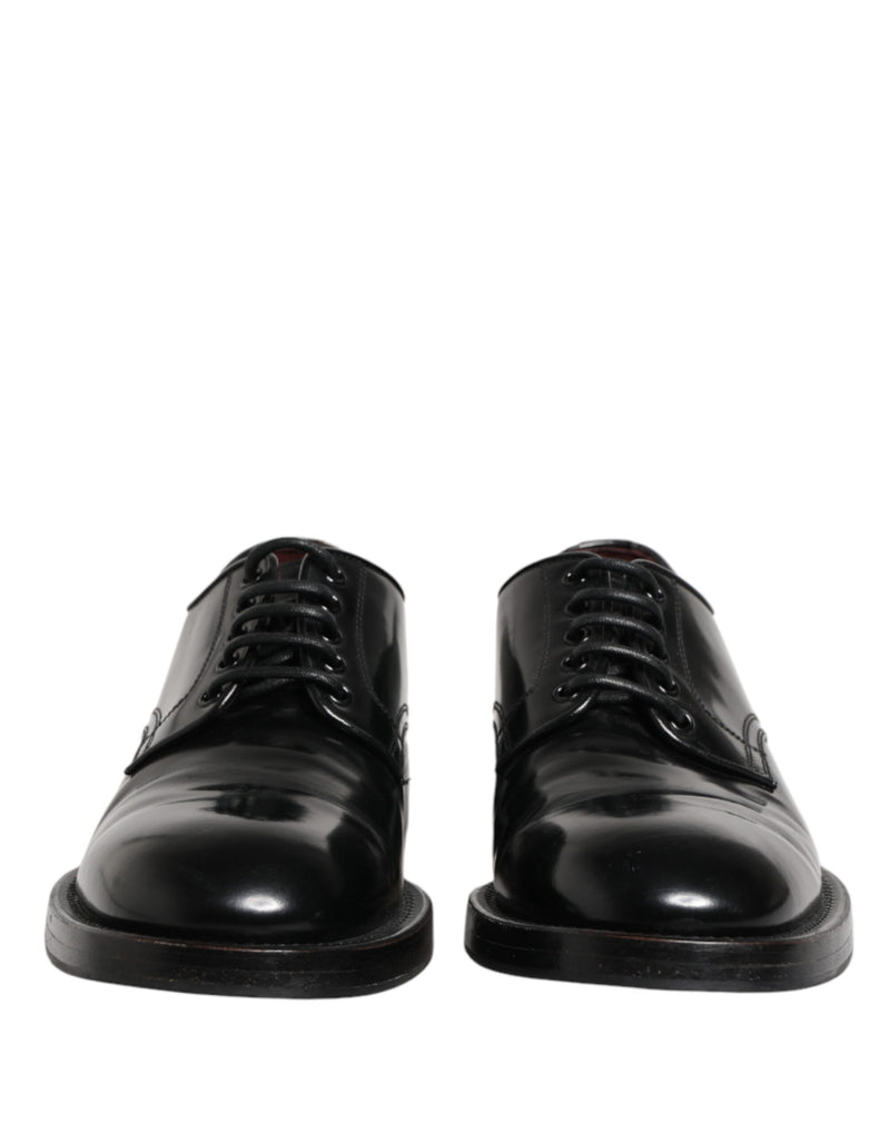 Dolce & Gabbana Black Lace Up Leather Derby Shoes for Men