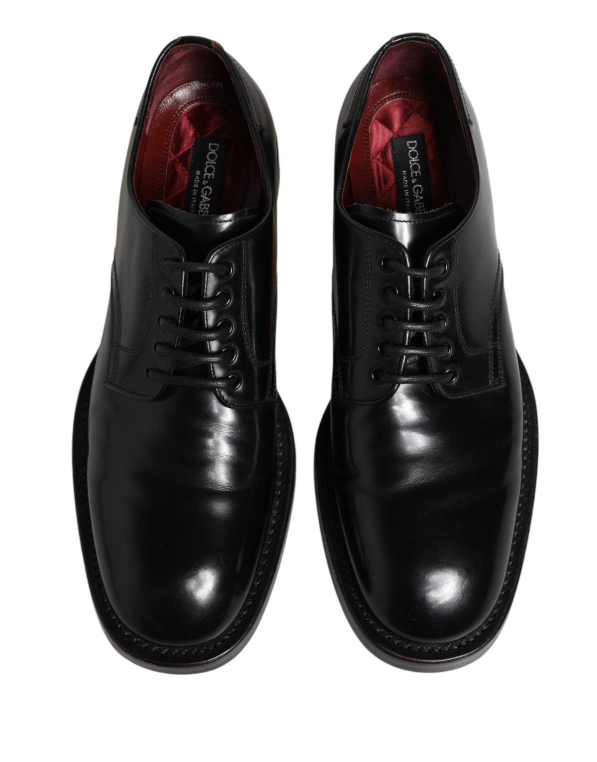 Dolce & Gabbana Black Lace Up Leather Derby Shoes for Men