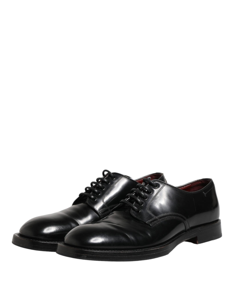 Dolce & Gabbana Black Lace Up Leather Derby Shoes for Men