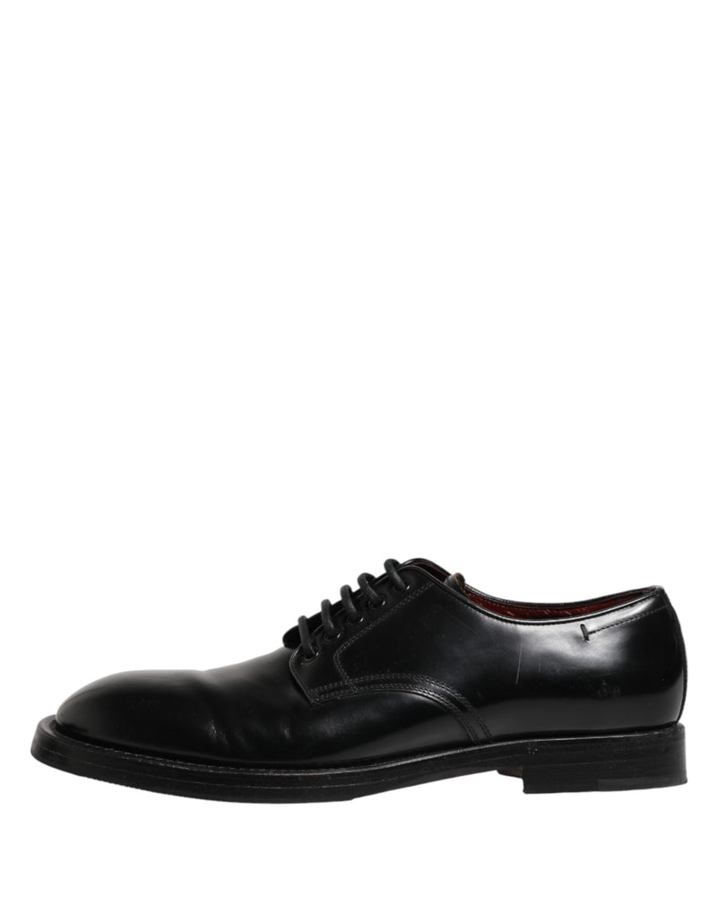 Dolce & Gabbana Black Lace Up Leather Derby Shoes for Men