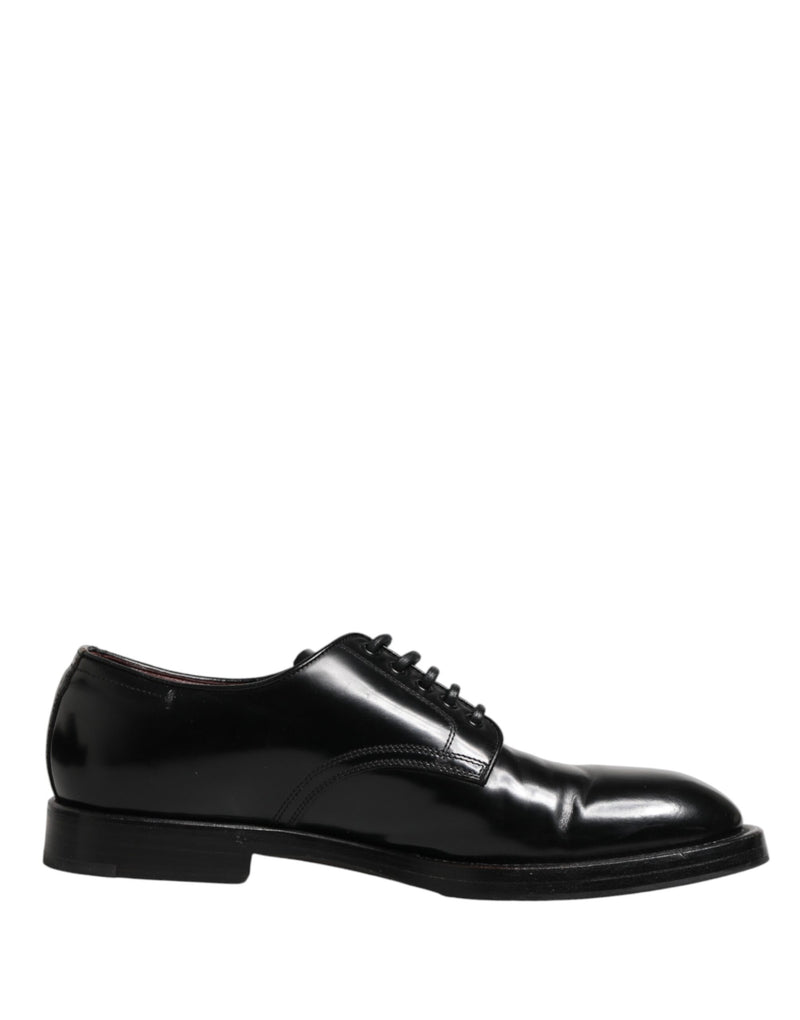 Dolce & Gabbana Black Lace Up Leather Derby Shoes for Men