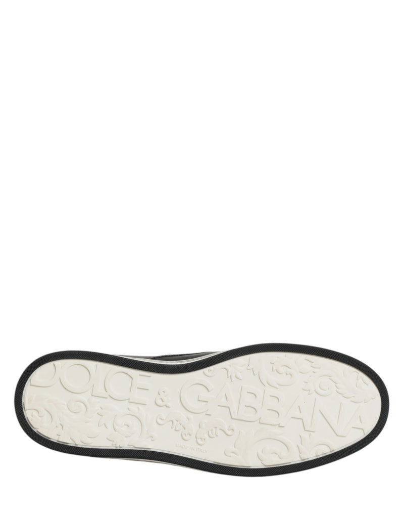 Dolce & Gabbana Black Leather Signature Figures Sneakers