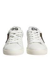 Dolce & Gabbana White Leather Sacred Heart Patch Sneakers