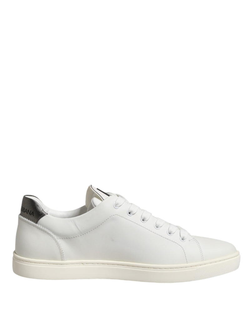 Dolce & Gabbana White Leather Sacred Heart Patch Sneakers