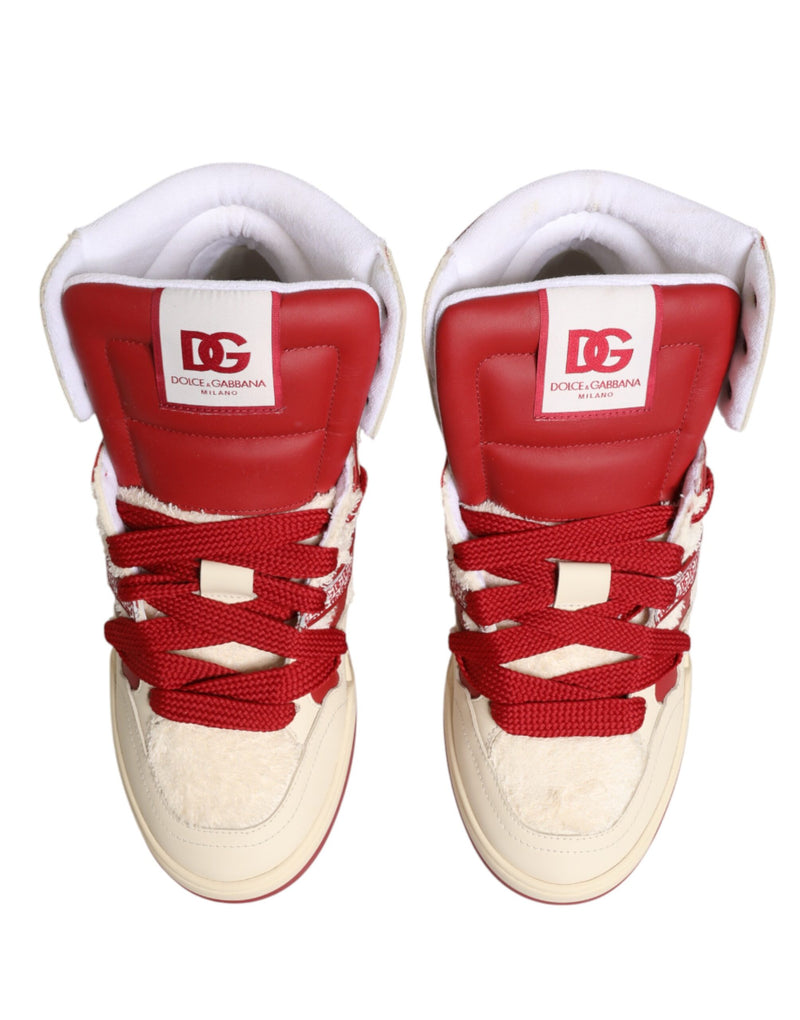 Dolce & Gabbana White Red Custom 2.Zero High Top Sneakers for Men