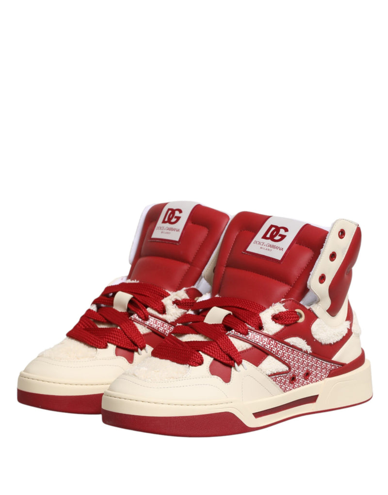Dolce & Gabbana White Red Custom 2.Zero High Top Sneakers for Men