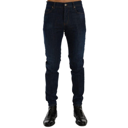 Frankie Morello blauwe katoenen slim fit jeans