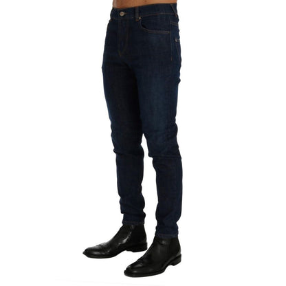 Frankie Morello blauwe katoenen slim fit jeans