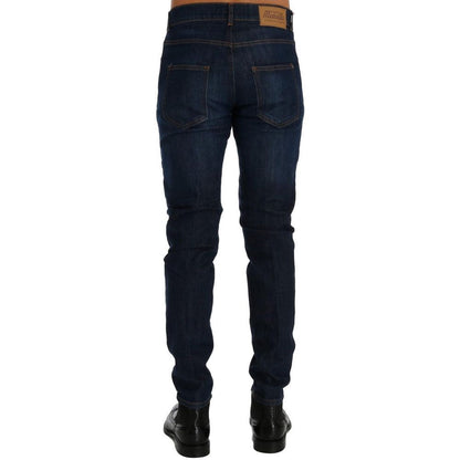 Frankie Morello blauwe katoenen slim fit jeans