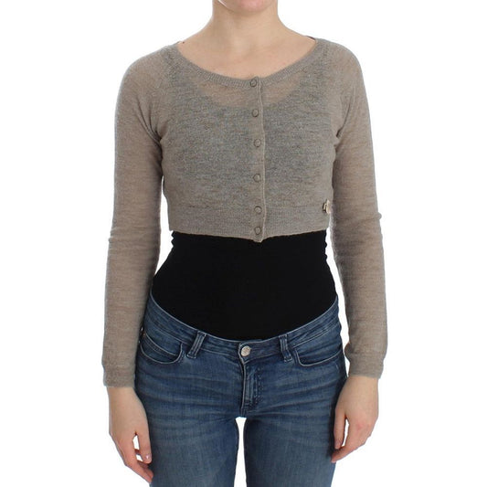 Ermanno Scervino Beige Alpaca Leather Cardigan - Luxurious Style