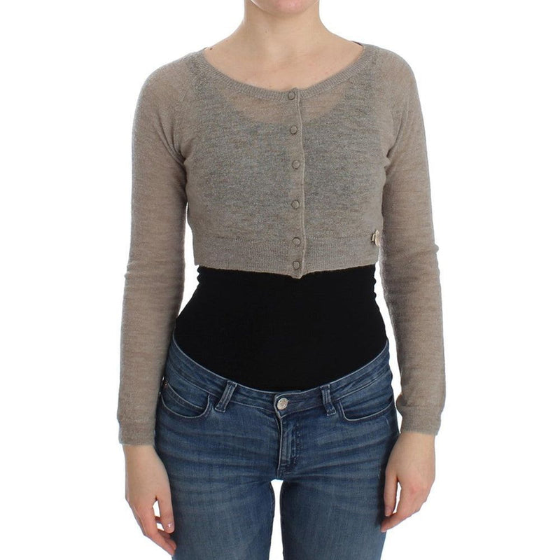 Ermanno Scervino Beige Alpaca Leather Cardigan - Luxurious Style