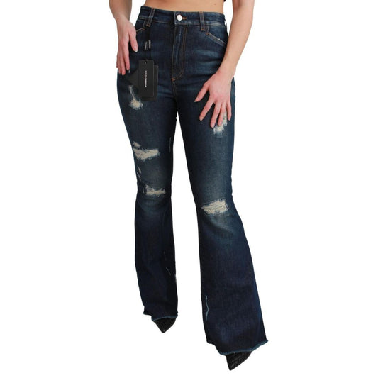 Dolce & Gabbana Blue Cotton Flared Jeans for Women