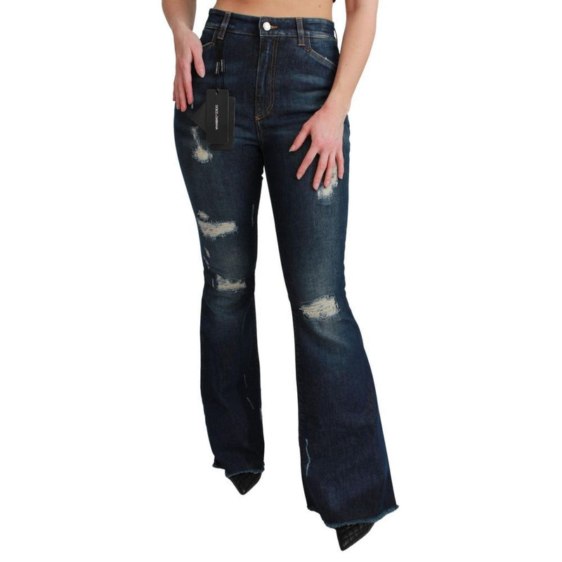 Dolce & Gabbana Blue Cotton Flared Jeans for Women