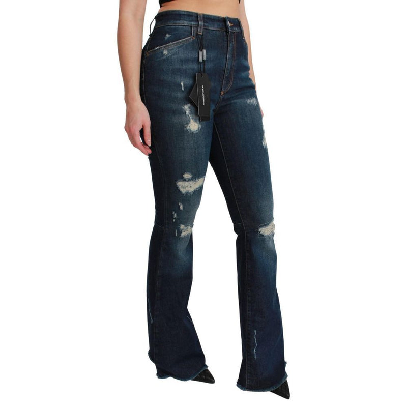 Dolce & Gabbana Blue Cotton Flared Jeans for Women