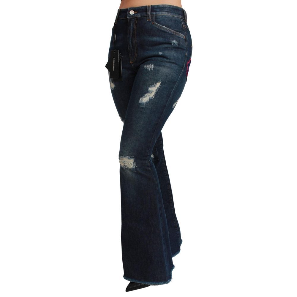 Dolce & Gabbana Blue Cotton Flared Jeans for Women
