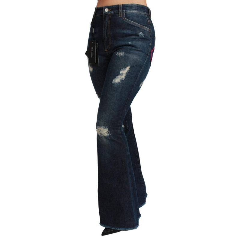 Dolce & Gabbana Blue Cotton Flared Jeans for Women
