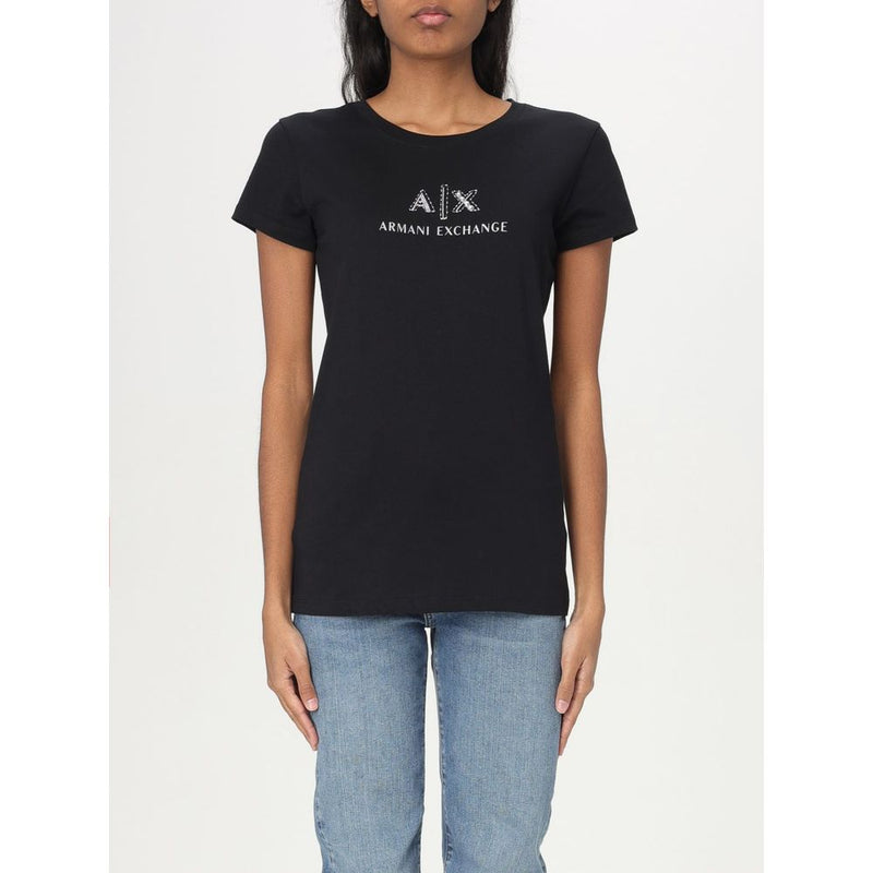 Armani Exchange Black Cotton T-Shirt for Women