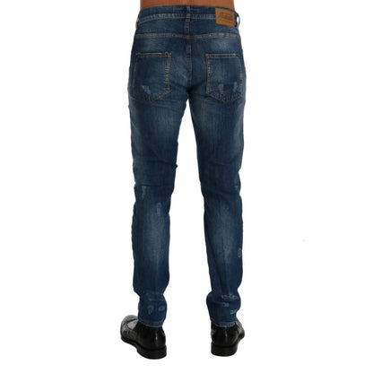 Frankie Morello blauwe katoenen slim fit jeans