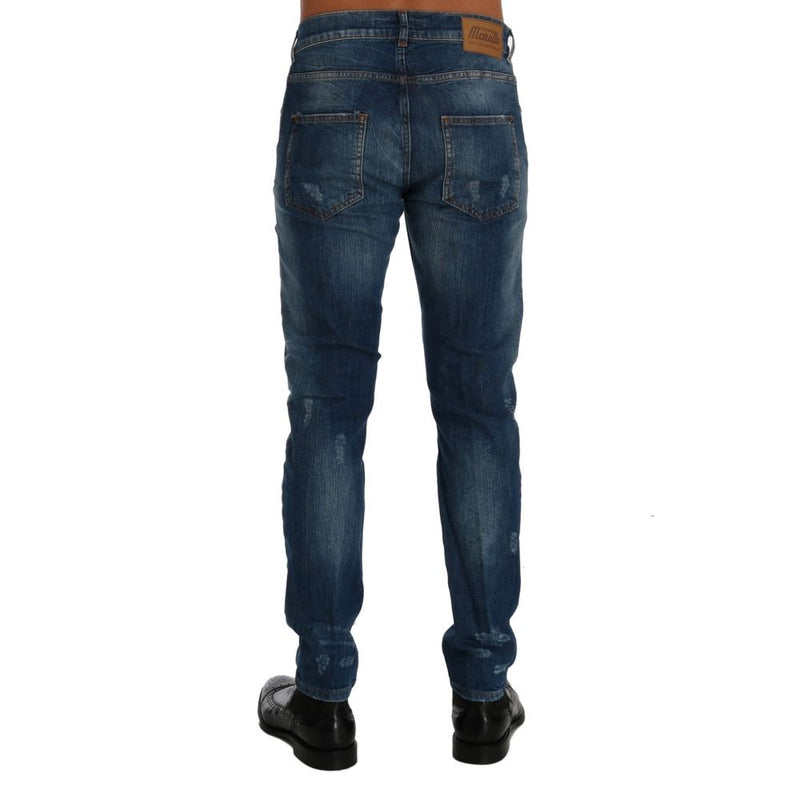 Frankie Morello blauwe katoenen slim fit jeans