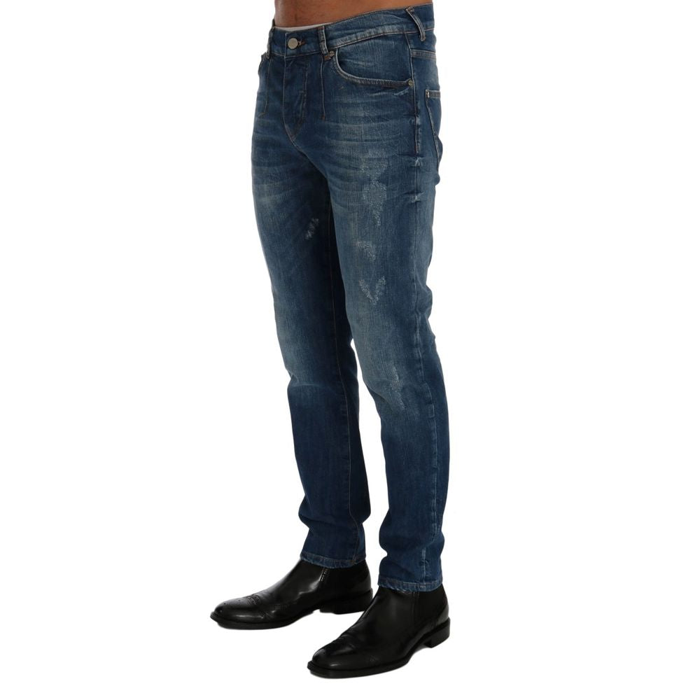 Frankie Morello Perth Blue Cotton Slim Fit Jeans