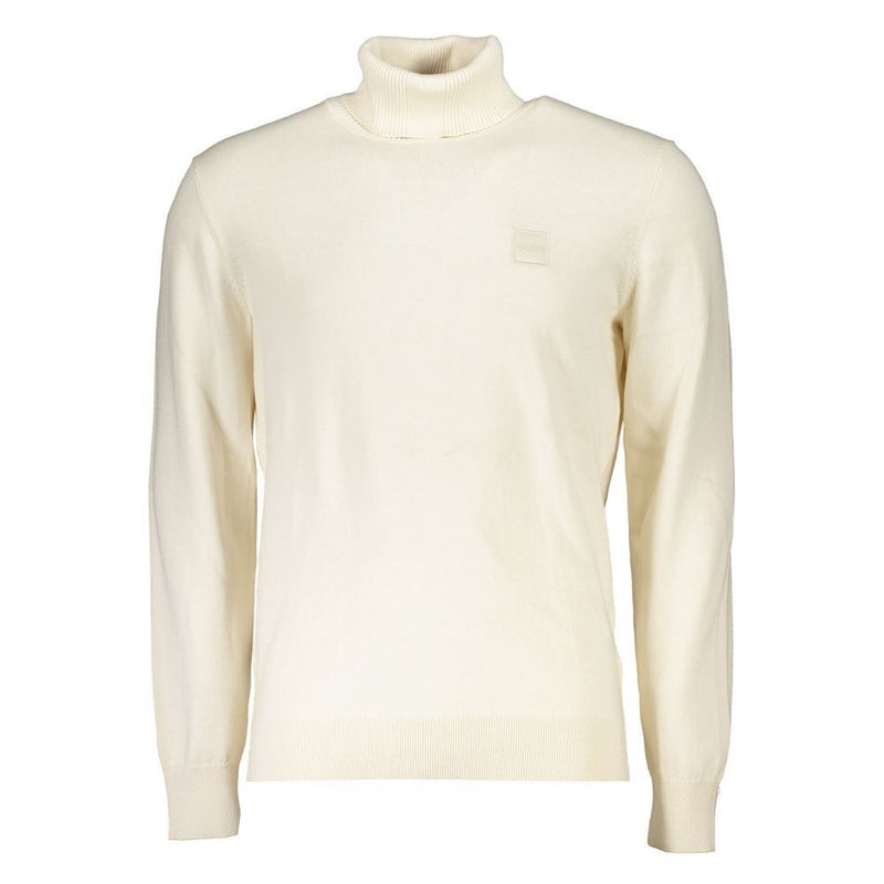 Pull à col roulé en coton blanc Hugo Boss