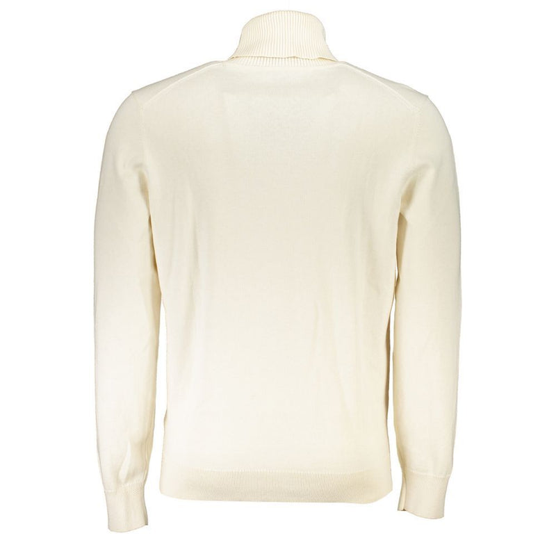 Pull à col roulé en coton blanc Hugo Boss