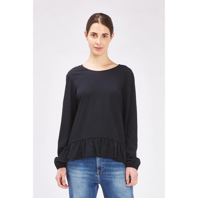 Gas Black Polyester Long Sleeve T-Shirt for Women
