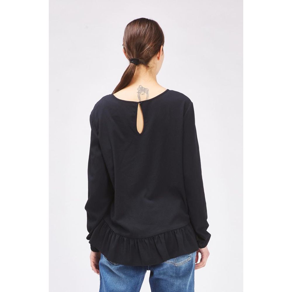 Gas Black Polyester Long Sleeve T-Shirt for Women