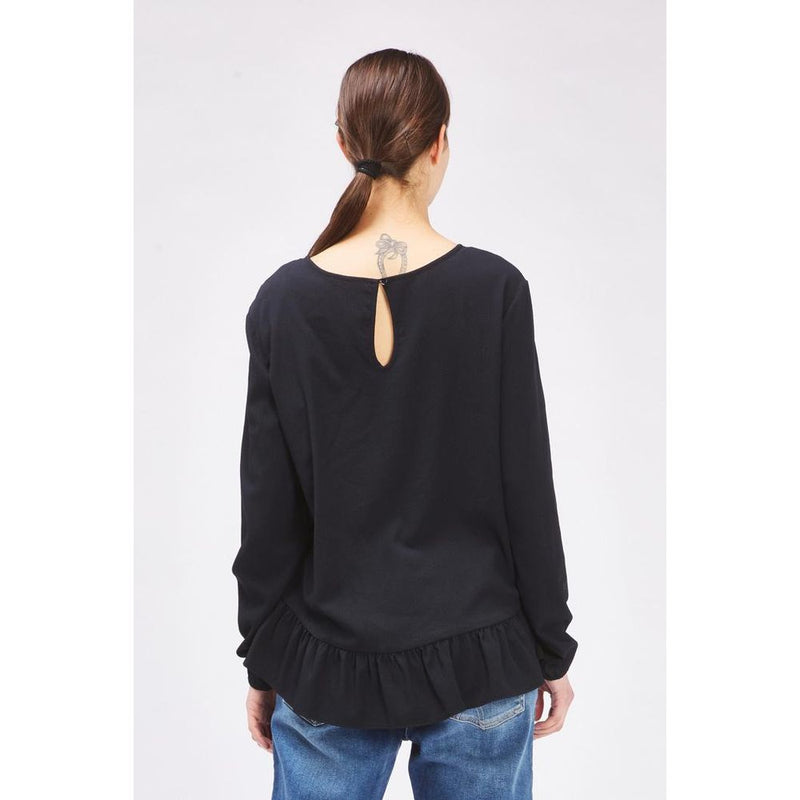 Gas Black Polyester Long Sleeve T-Shirt for Women