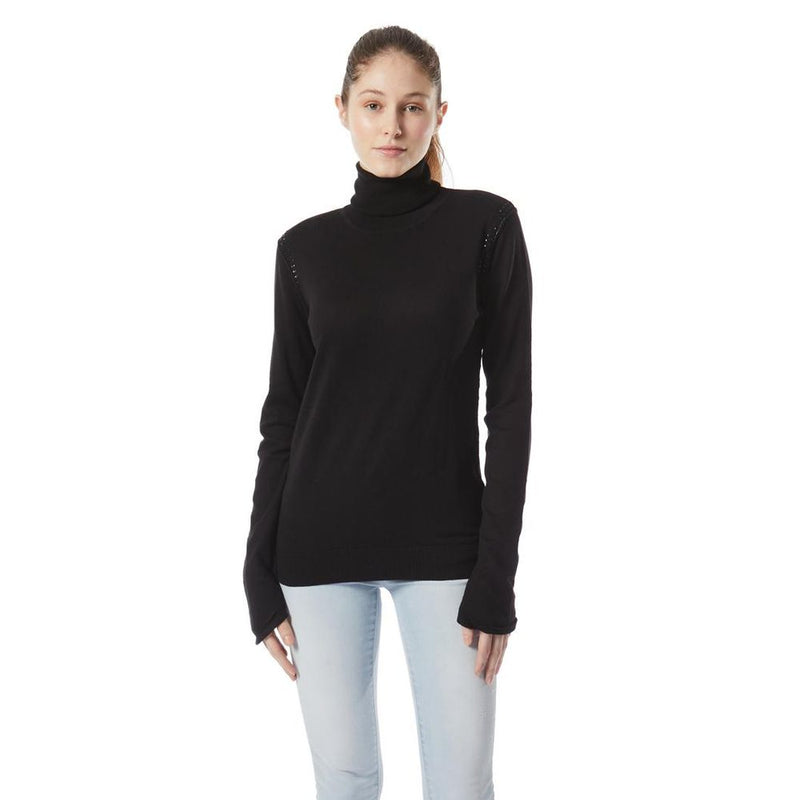 Gas Black Cotton Turtleneck - Chic Comfort for Women