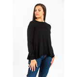 T-shirt à manches longues en viscose noire Gas
