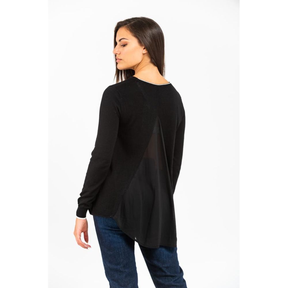 T-shirt à manches longues en viscose noire Gas