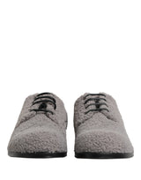 Dolce & Gabbana Gray Fleece Lace Up Derby Dress Shoes for Men