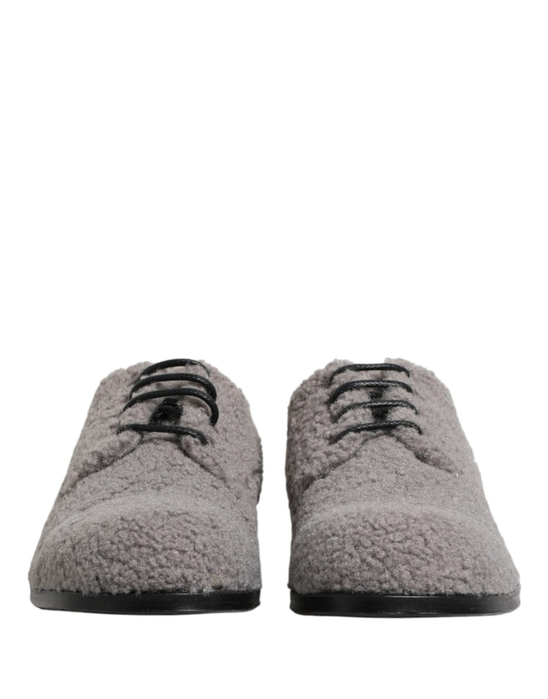 Dolce & Gabbana Gray Fleece Lace Up Derby Dress Shoes for Men