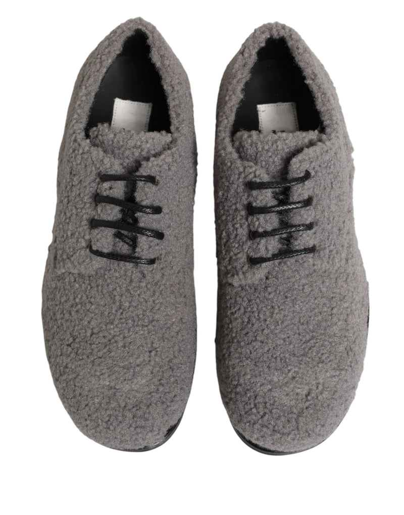 Dolce & Gabbana Gray Fleece Lace Up Derby Dress Shoes for Men