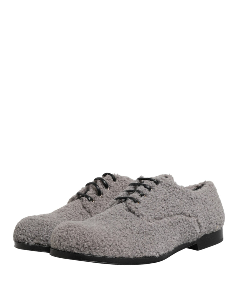 Dolce & Gabbana Gray Fleece Lace Up Derby Dress Shoes for Men